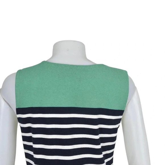 Land's End Striped Shift Dress Blue White Green Nautical Sleeveless Size Small - Picture 6 of 9
